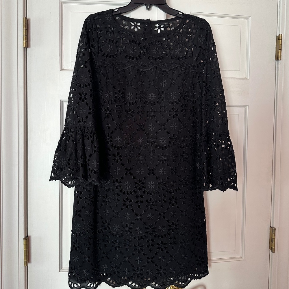 J Crew Black Cut Lace Sheath Dress